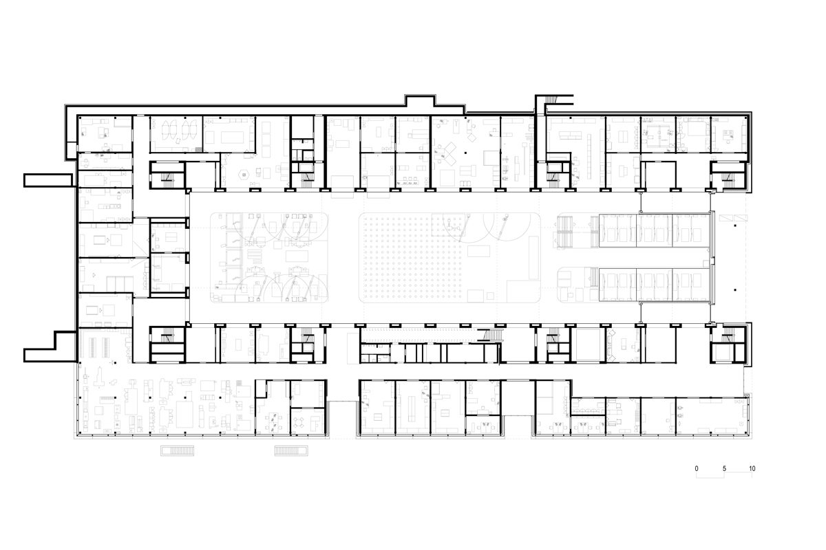 Grundriss Hallengeschoss (Ebene E).