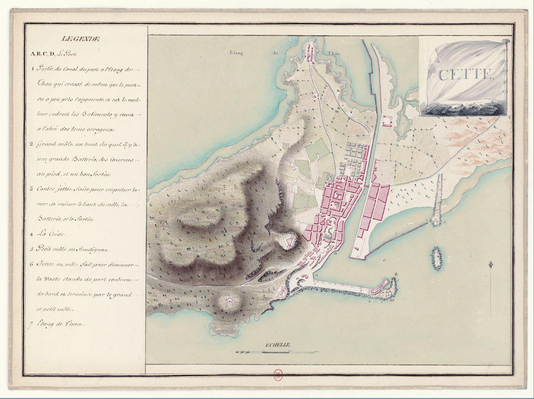 Karte der Hafenstadt Sète von 1777.