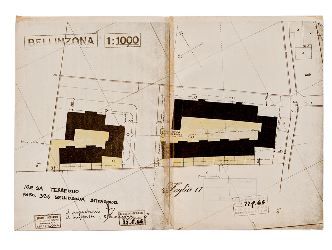Planimetria generale, prima domanda di costruzione, 22.8.1966.