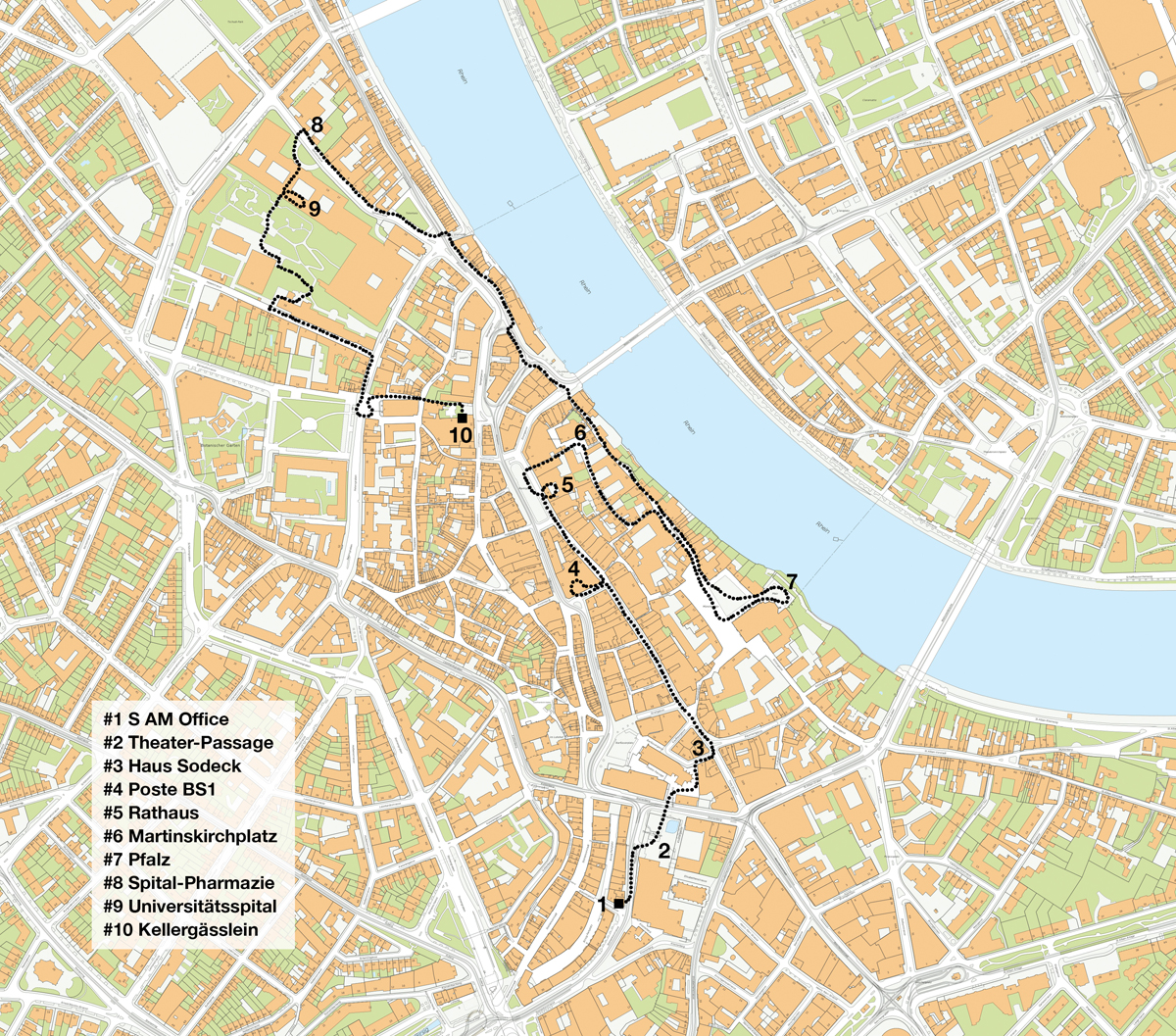 Der Plan des Stadtrundgangs von Andreas Ruby.