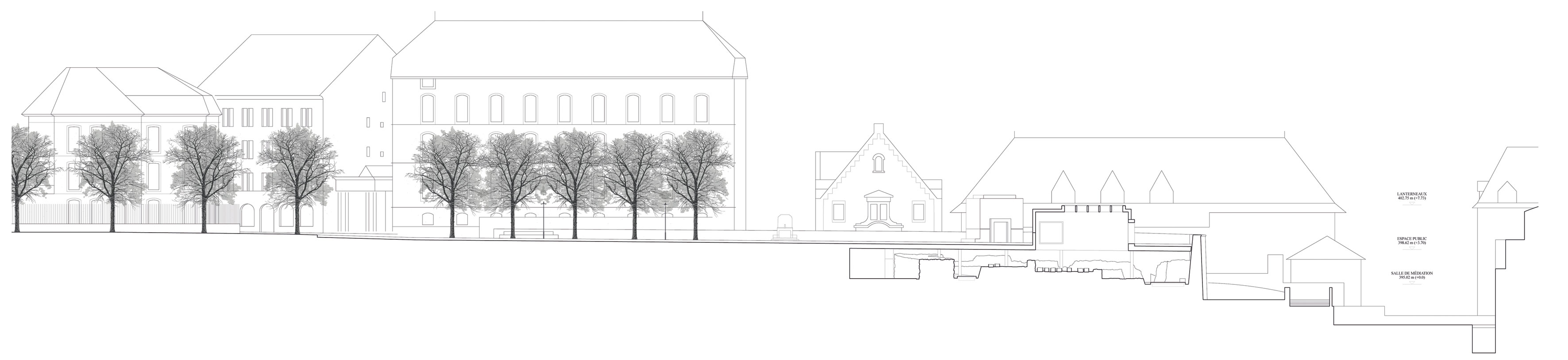 coupe du projet Lanterneaux (©atelier traces architectures)
