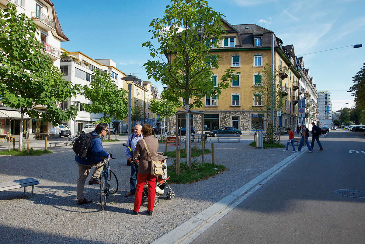 Der Verkehr verschwindet, die Häuser rücken in den Vordergrund: Brupbacherplatz in Zürich.