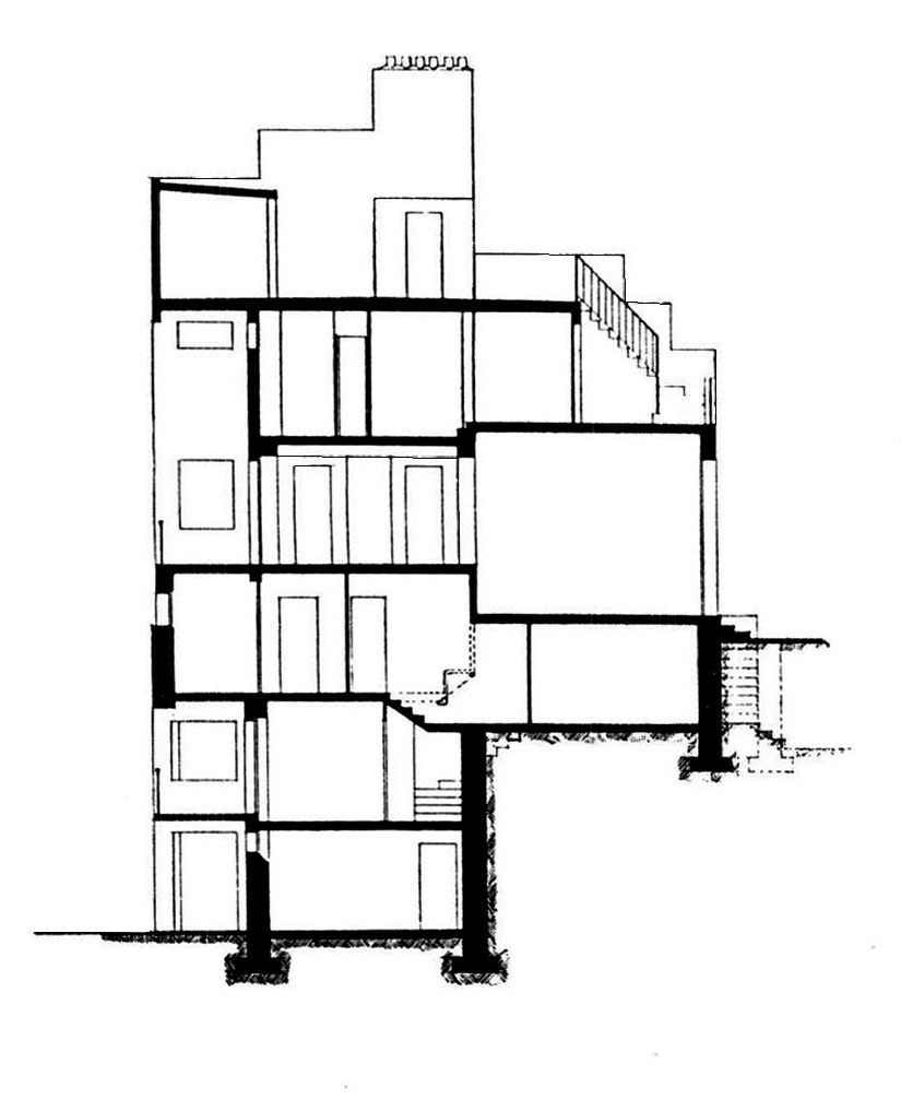 Adolf Loos, Casa Tzara, Parigi 1926. Sezione.