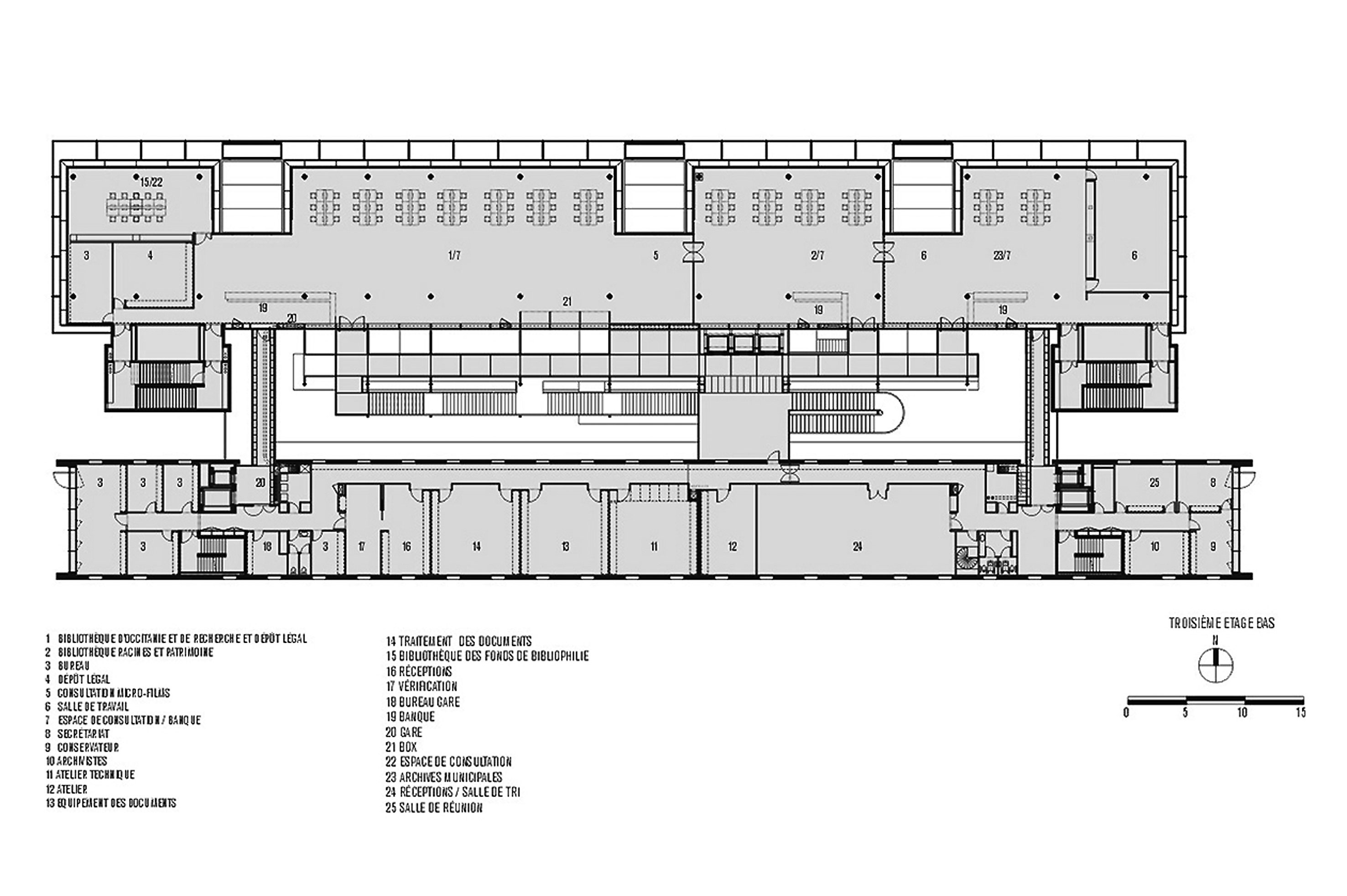 Médiathèque centrale de Montpellier, plan du 3e niveau