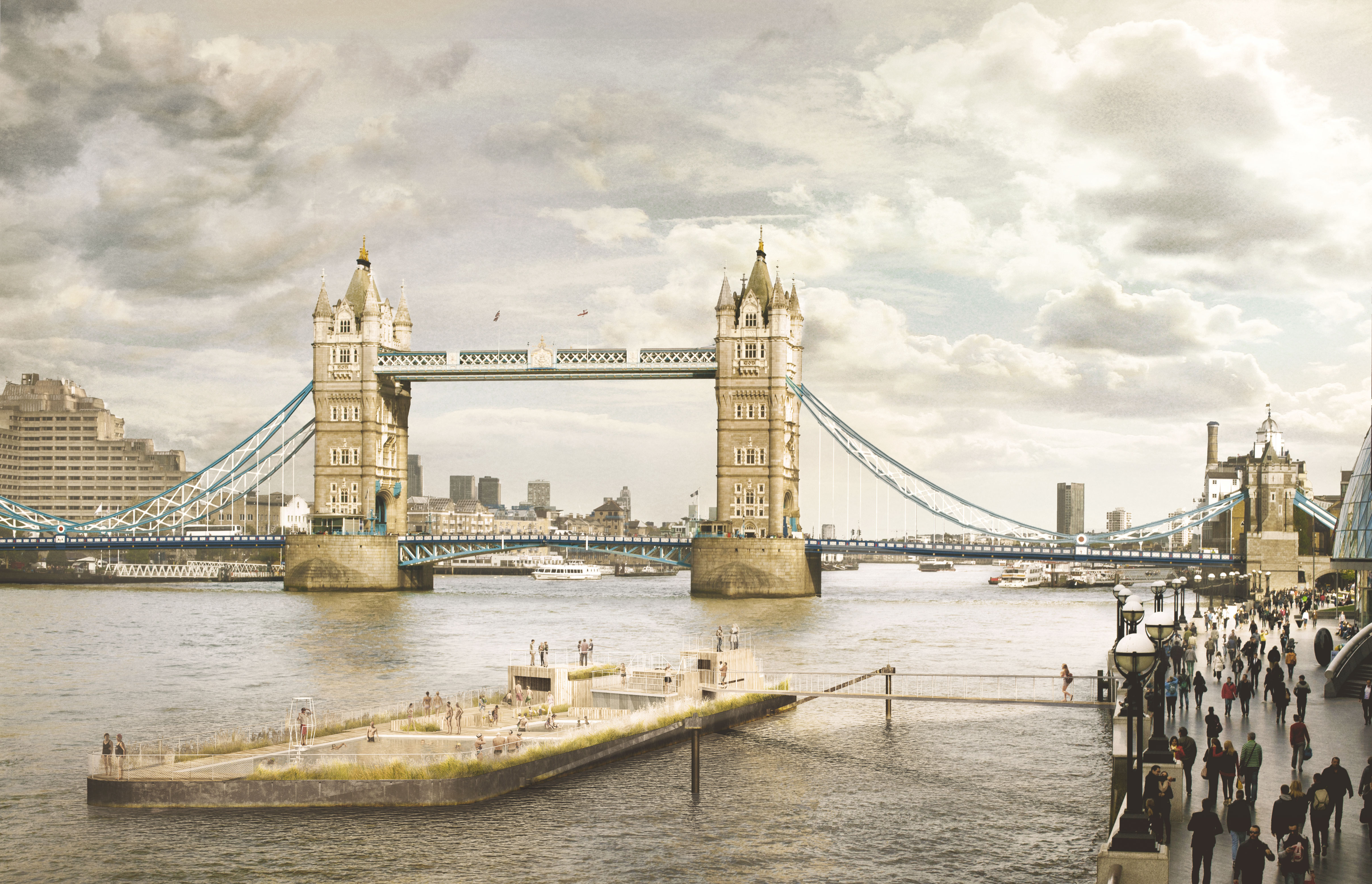Le projet des Thames Baths à Londres, d’initiative privée, pourrait permettre de se baigner dans l’eau chauffée et filtrée de la Tamise, en plein centre-ville.
