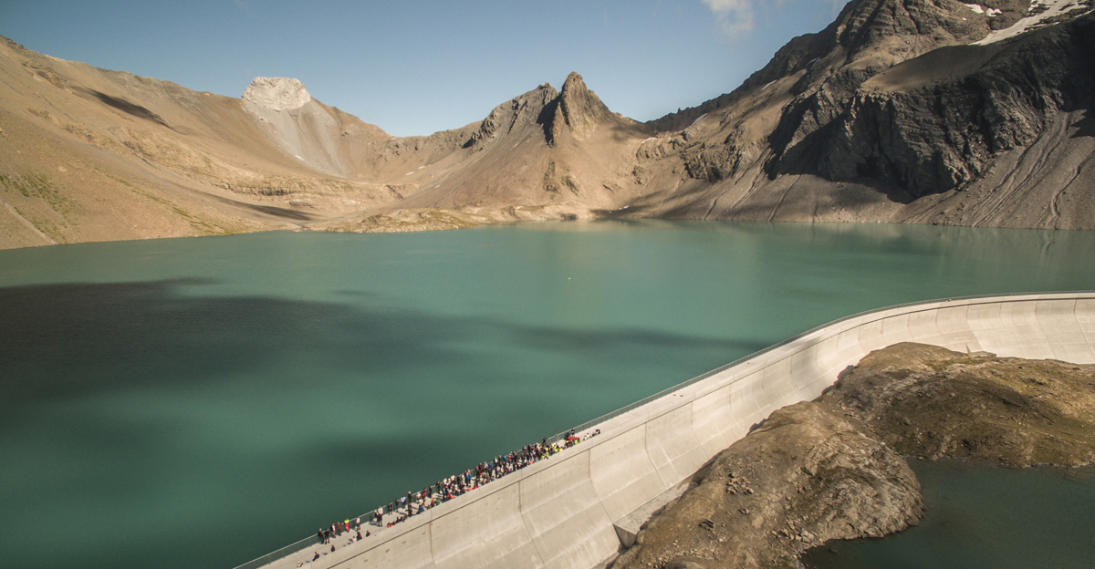 Die Einweihung des Staussees Limmern, als Teil der grössten Pumpspeicheranlage der Schweiz, hoch über dem Linthal.