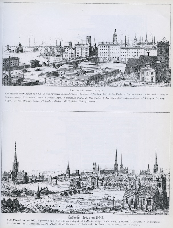 Augustus Pugin. Contrasts, 1836. Tafel 1.