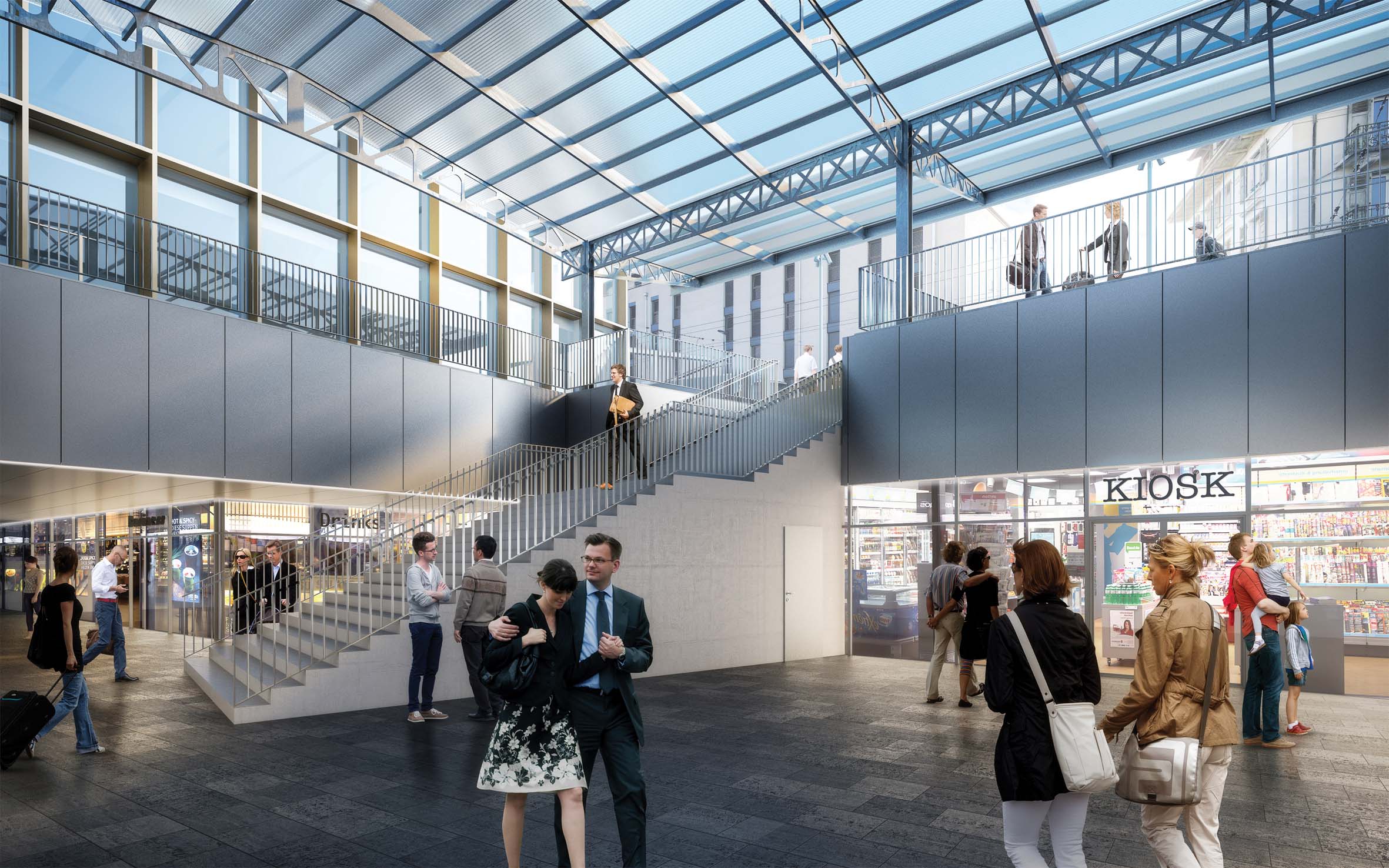 En 2013, CFF Immobilier lance un concours sur son foncier situé le long des voies, au sud de la gare. Dans ce projet baptisé « Quai Ouest », le bâtiment de la gare est rénové et deux nouveaux immeubles mixtes (commerces, bureaux et logements) sont construits de part et d’autre. A l’ouest, huit étages et un niveau de sous-sol, et à l’est, neuf étages et six niveaux de sous-sol, un parking de 160 places, 30 places vélo et 300 places en vélostation publique.