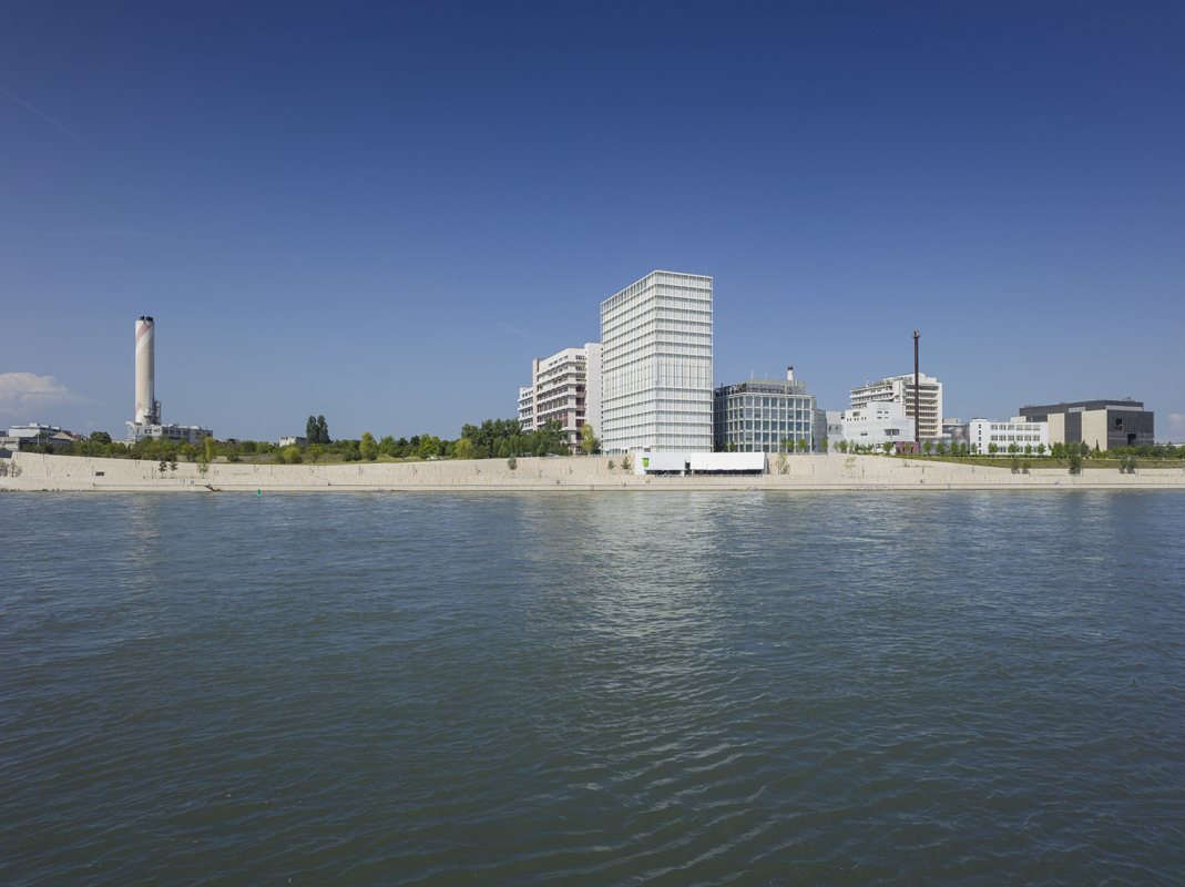 Blick zur anderen Rheinseite mit dem Novartis Campus.