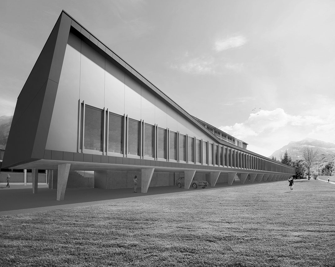 Rendering. Risanamento e ampliamento dell’ICEC, Bellinzona.
