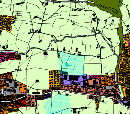 Scharfe Trennung zwischen Bau- und Nichtbaugebiet; Ausschnitt aus dem Bauzonenplan der Gemeinde Arth SZ.