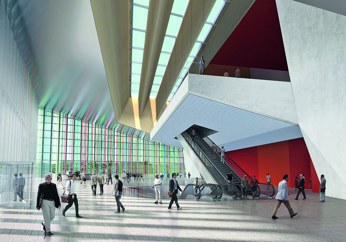The Swiss Tech Convention Center, Ecublens VD, 2011–2014: Die erste grossmassstäbliche Anwendung von Graetzel-Zellen – transluzenten, farbigen Photovoltaikzellen – an einer der riesigen Glasfassaden soll Erkenntnisse über diese neue Technologie bringen. Der Wirkungsgrad von Graetzel-Zellen ist niedriger als derjenige von konventionellen Photovoltaikzellen, dafür schützen sie das Gebäude vor Erhitzung.