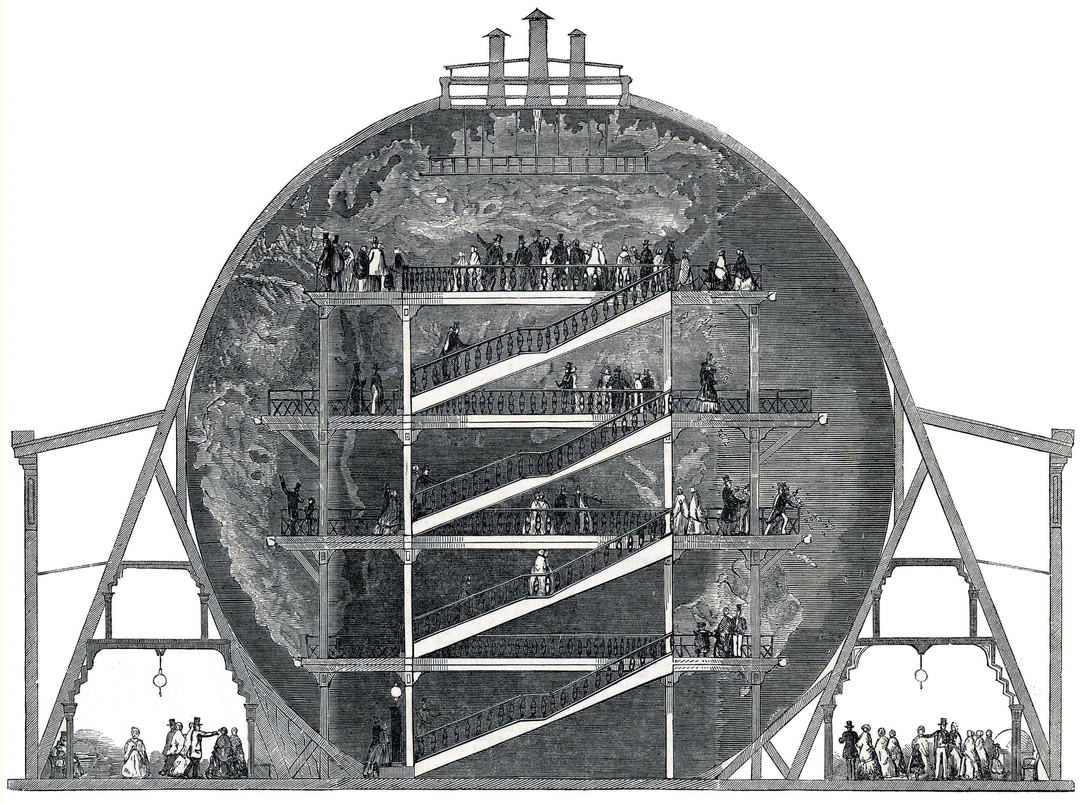 Maquette de la Terre, Leicester Square, Londres, Illustrated London News, 1851