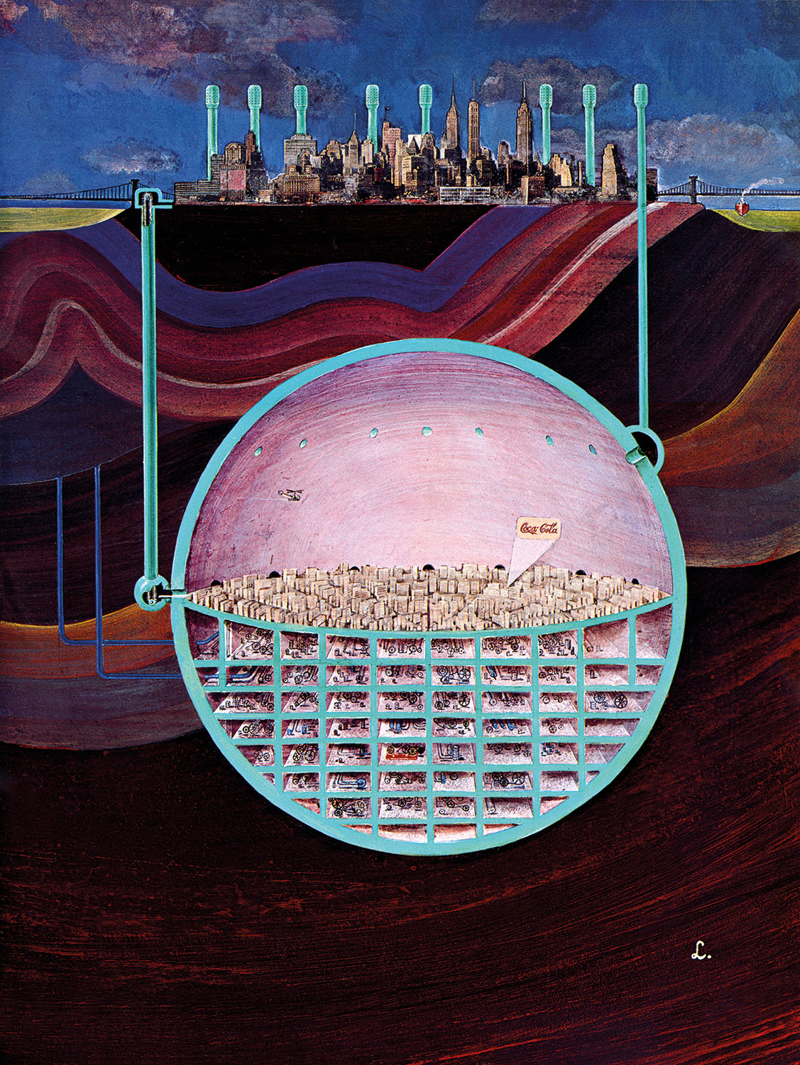 Nuke Proof Manhattan, dessin de Jean Lagarrigue, Esquire, 1969