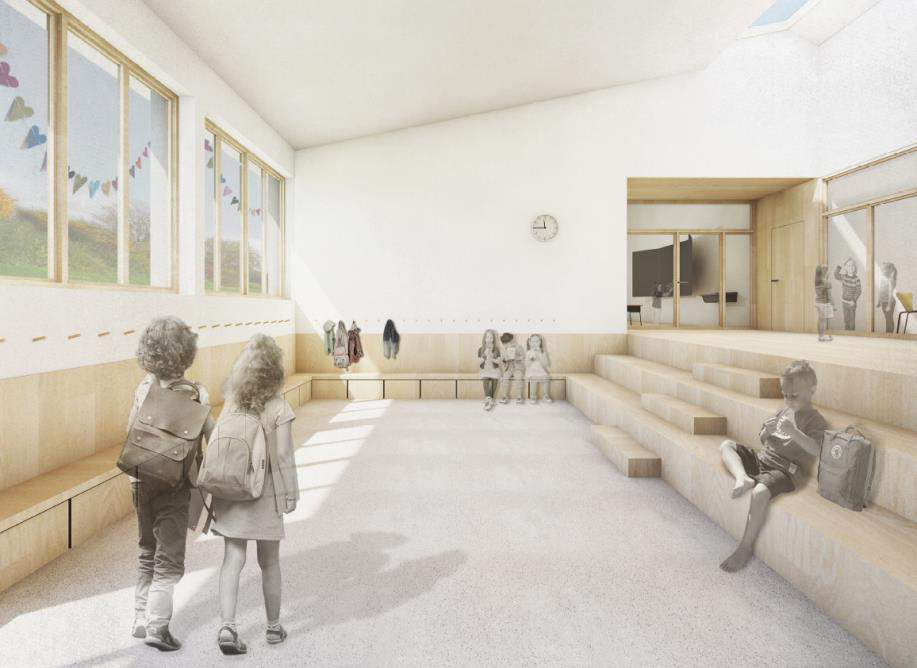 Visualisierung des Garderobenbereichs beim Siegerprojekt
