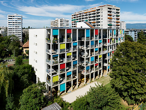 ATBA, Immobile Soubeyran, Ginevra, 2015-17, vista esterna della griglia che integra i balconi. Fonte: Studi d’architettura ATBA.