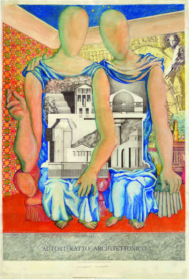 Reichlin &amp; Reinhart, Autoritratto architettonico. Tecnica mista su carta, 1980.