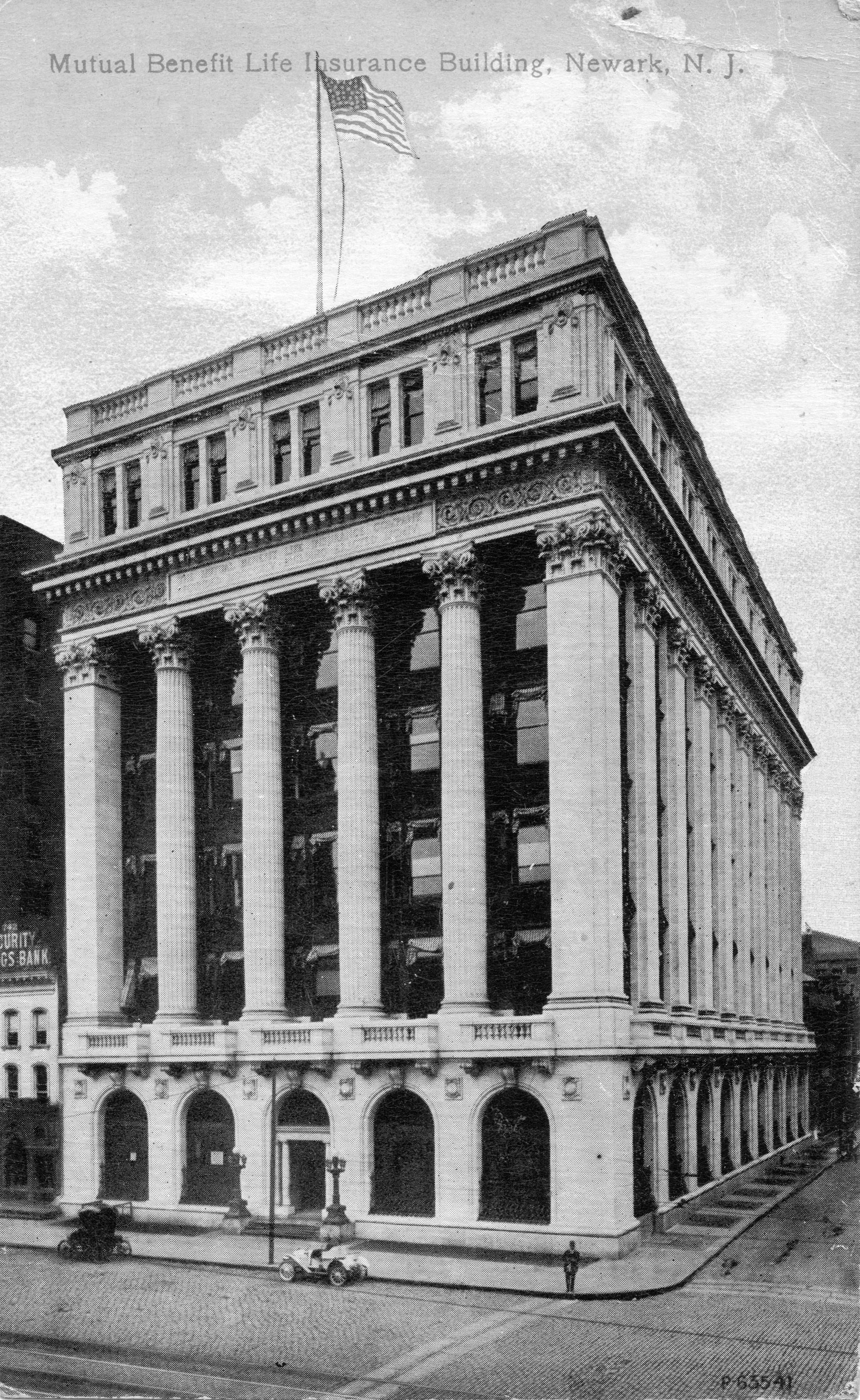 Carte postale du bâtiment de Mutual Benefit Life Insurance à Newark, New Jersey, c. 1915.