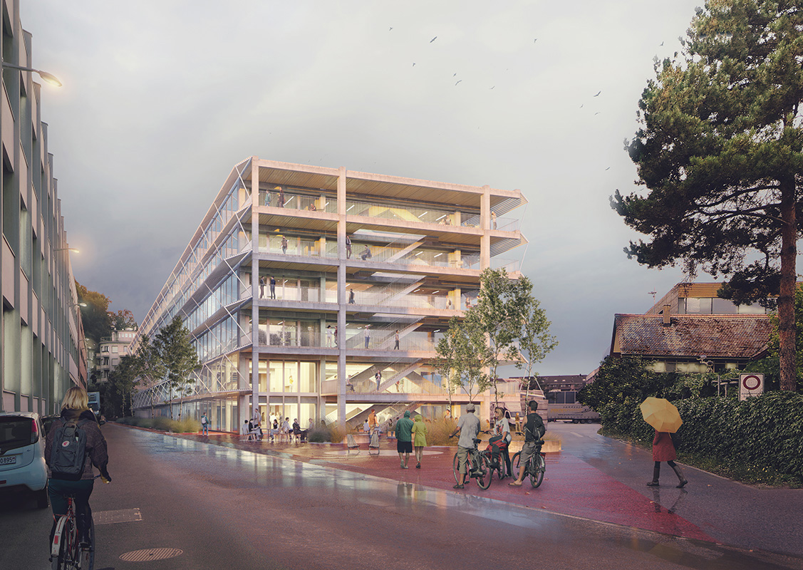 «Economarium» auf Rang 3 ist ein nach innen orientierter Bau, der fast die gesamte Parzellengrösse einnimmt.