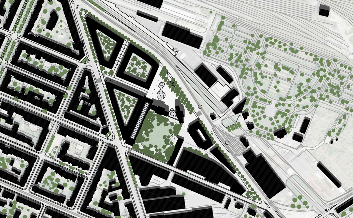 Der Entwurf vom Team um Diener &amp; Diener Architekten kombiniert Superblocks mit begrünten Innenhöfen.