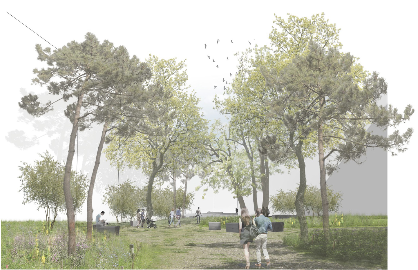 Aménagement des cours, projet «Dentelle» de Aeby Perneger &amp; Associés + Hüsler &amp; Associés