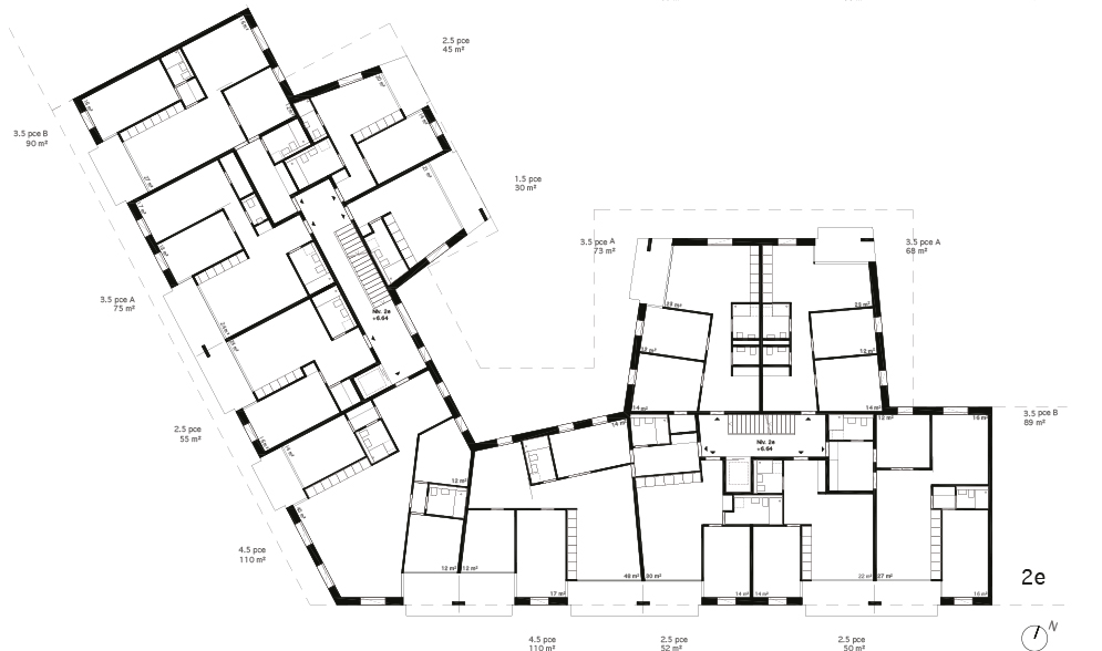 Lot 2 - Plan du 2e étage du projet OAK PARK de L-architectes