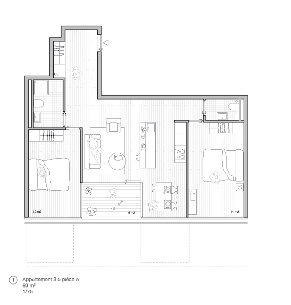 Lot 2 - Typologiedu projet Le Mile-End de Atelier Cube +Studio SML