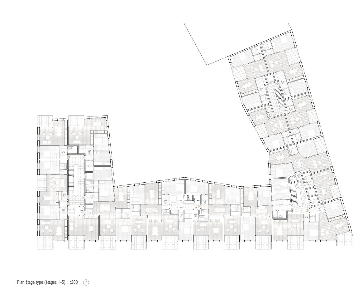 Lot 3 - Plan des étages types du projet OSMOSE de dl-c,designlab-construction