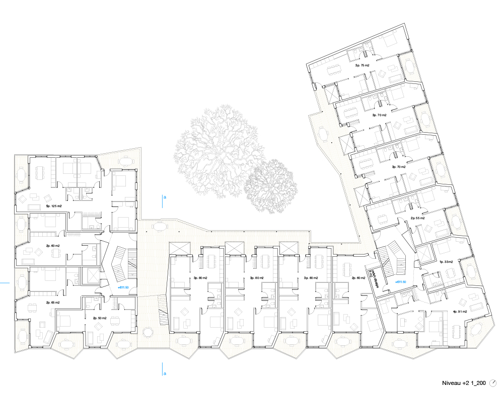 Lot 3 - Plan du 2e étage du projet NOSTRADAMUS de LOCALARCHITECTURE