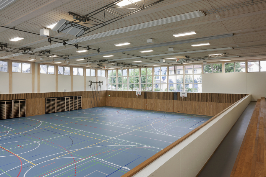 Turnhalle Bubikon ZH: Neubau Doppelturnhalle 2015 Bauherrschaft: Gemeinde Bubikon; Architektur: Blum und Grossenbacher Architekten, Langenthal BE