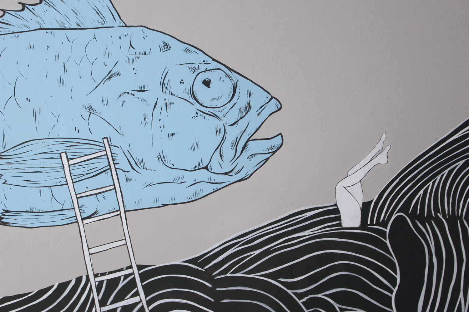 Fresque murale dans le tunnel du 3 Sentier des Saules