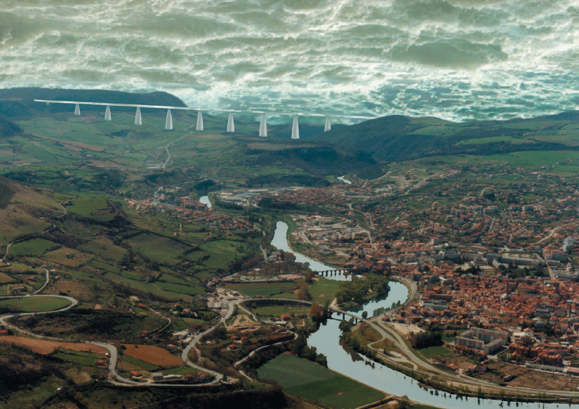 Le Grand Viaduc, A 75, Millau (Aveyron), 1994, concours avec John Brodeur, Bruno Gerbier et David Pradel