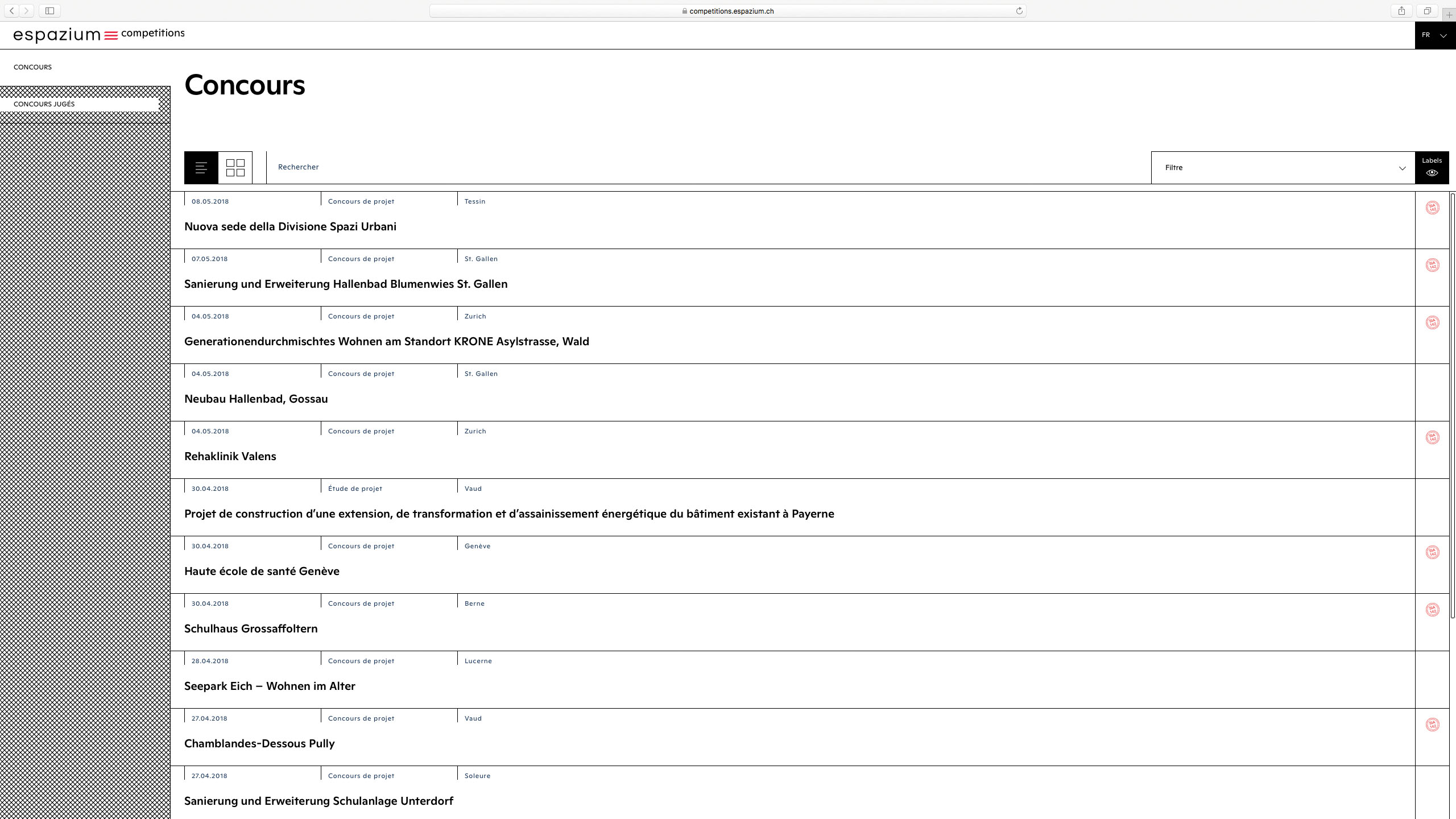 Vue du nouveau site "Concours"