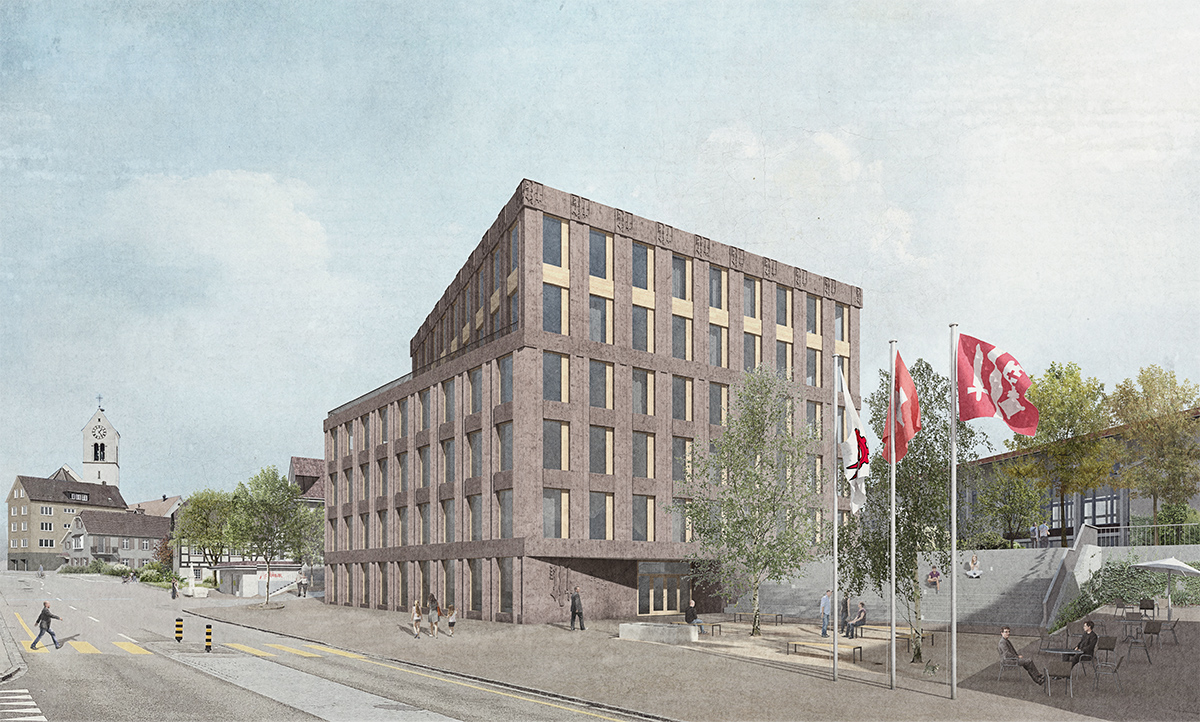Das Siegerprojekt «Grande rue» vom Team um BGM Architekten und Hager Partner setzt auf einen polygonalen Grundriss und eine markante Ecklösung.