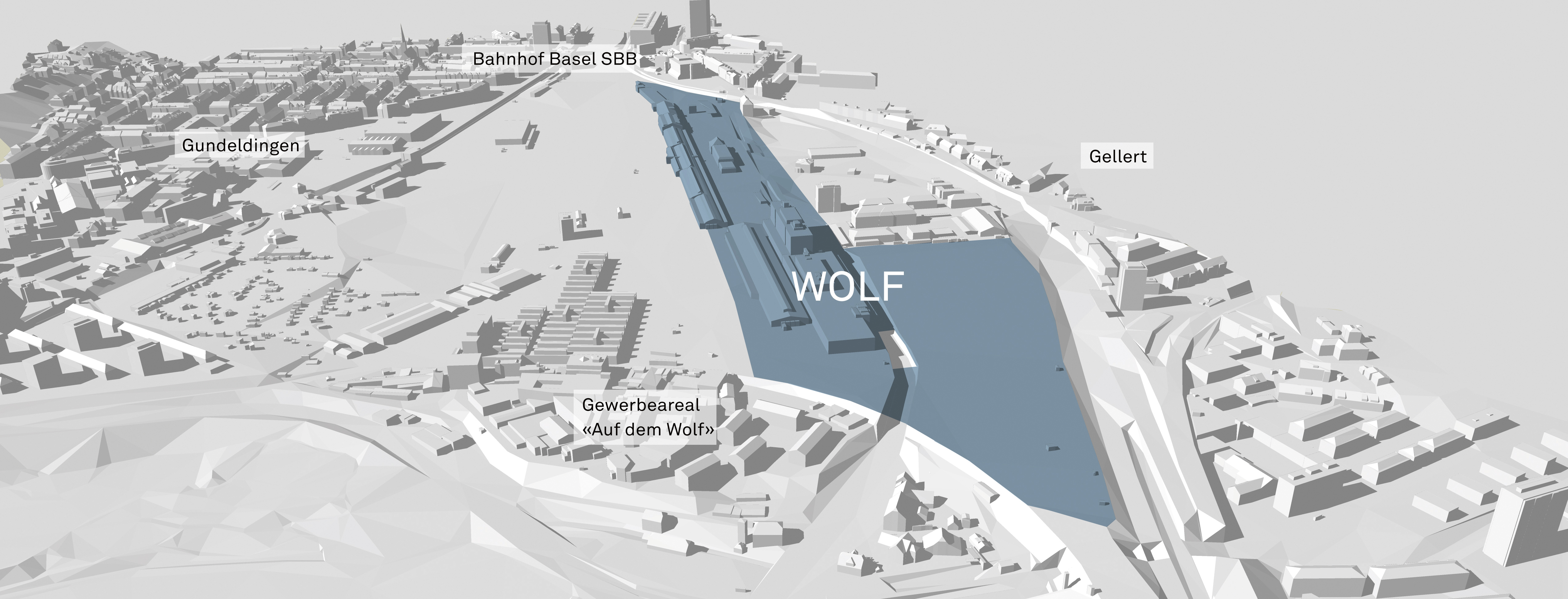 La stazione di carico di Wolf si estende su una superficie di 160 000 m2 alla periferia orientale di Basilea.