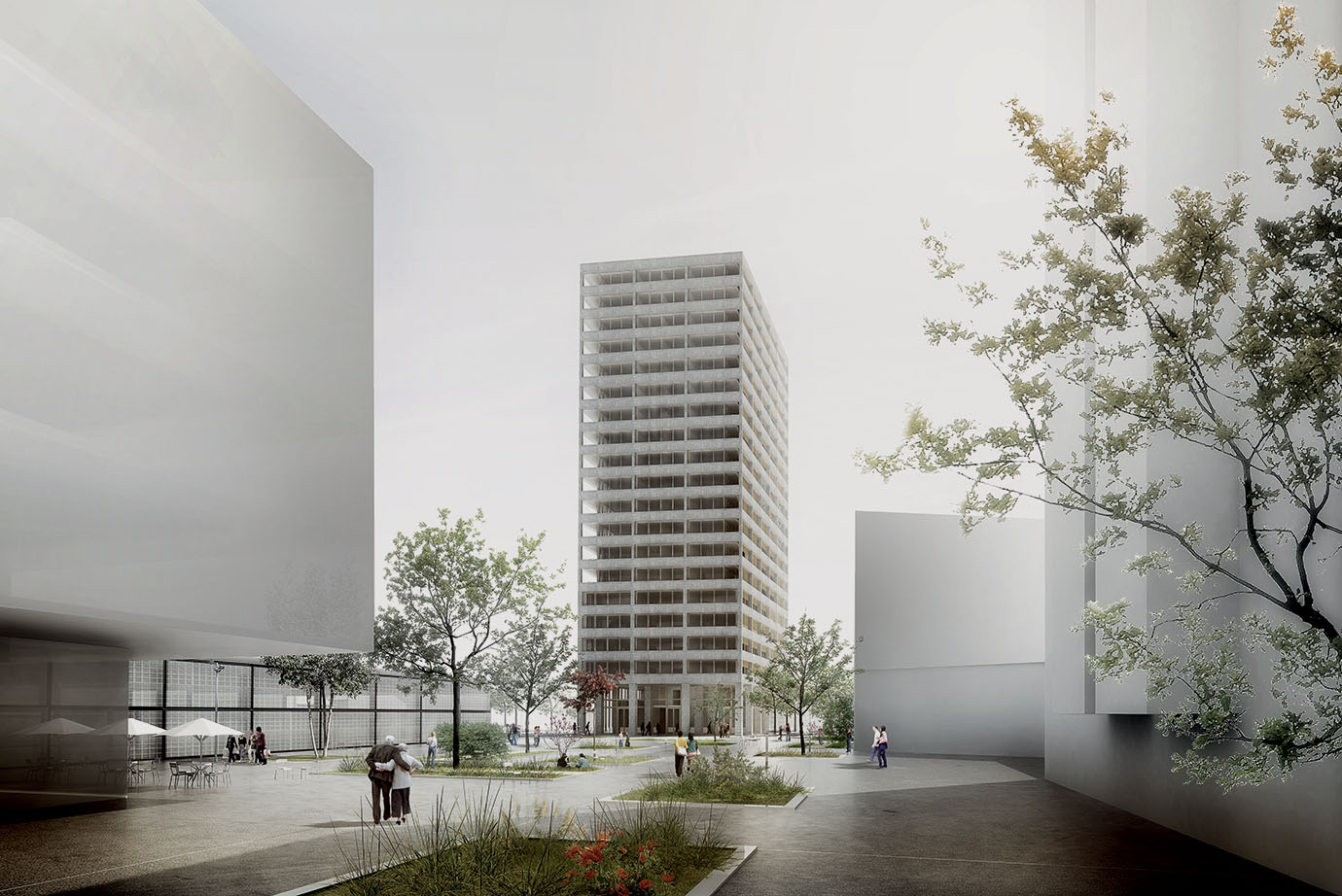 Perraudin architecture e Atelier Archiplein, Torre per uffici e appartamenti, Ginevra CEVA (Cornavin - Eaux-Vives – Annemasse), Concorso, 2° premio, 2014, 16’500 mq, 47’000’000 CHF.