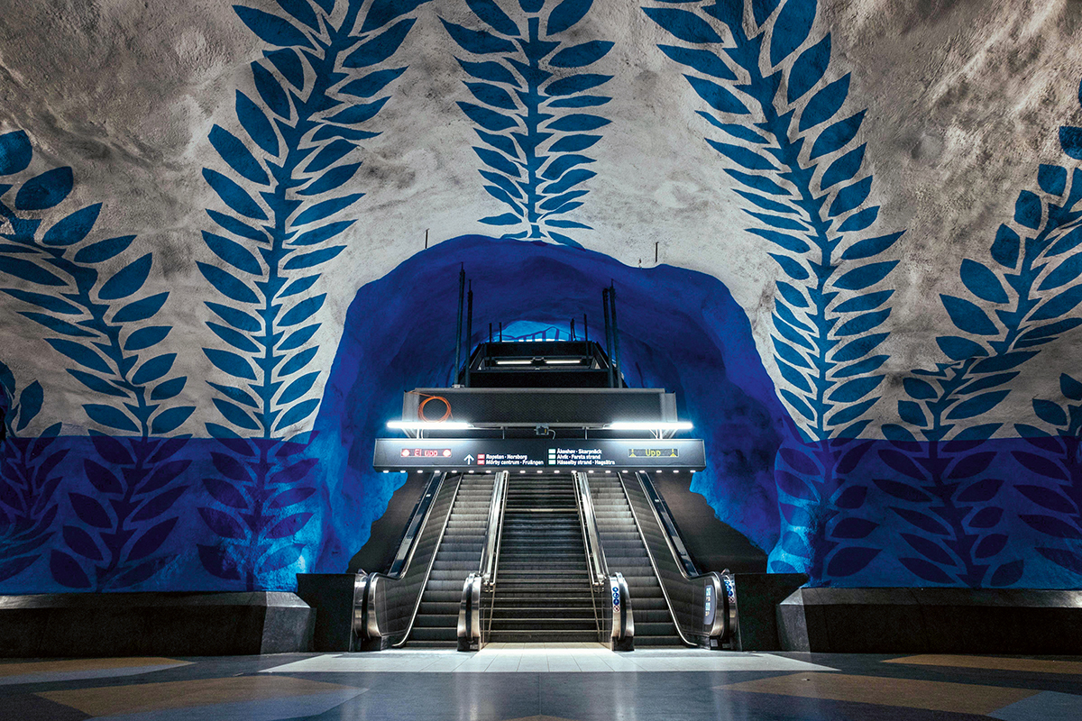 Wenn Bauten in die «vierte Dimension» wachsen: die Haltestelle T-Centralen der «tunnelbana», der Stockholmer U-Bahn.
