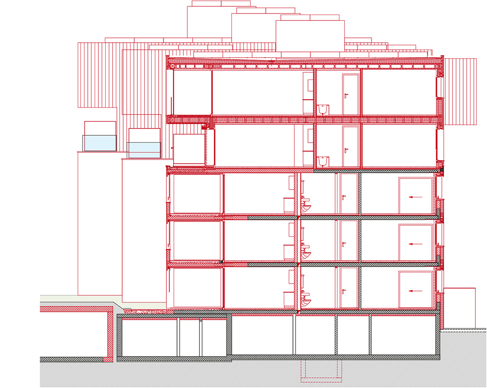 Sezione di una edificio residenziale.