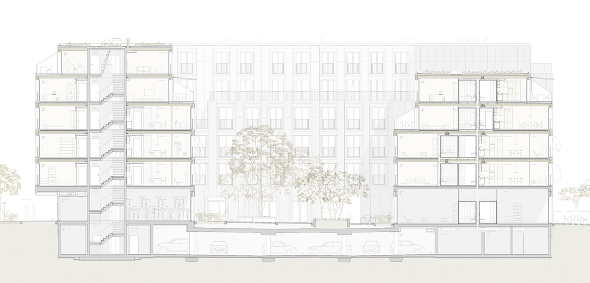 Hinter der einheitlichen Fassade verbergen sich unterschiedliche Wohnungstypen.