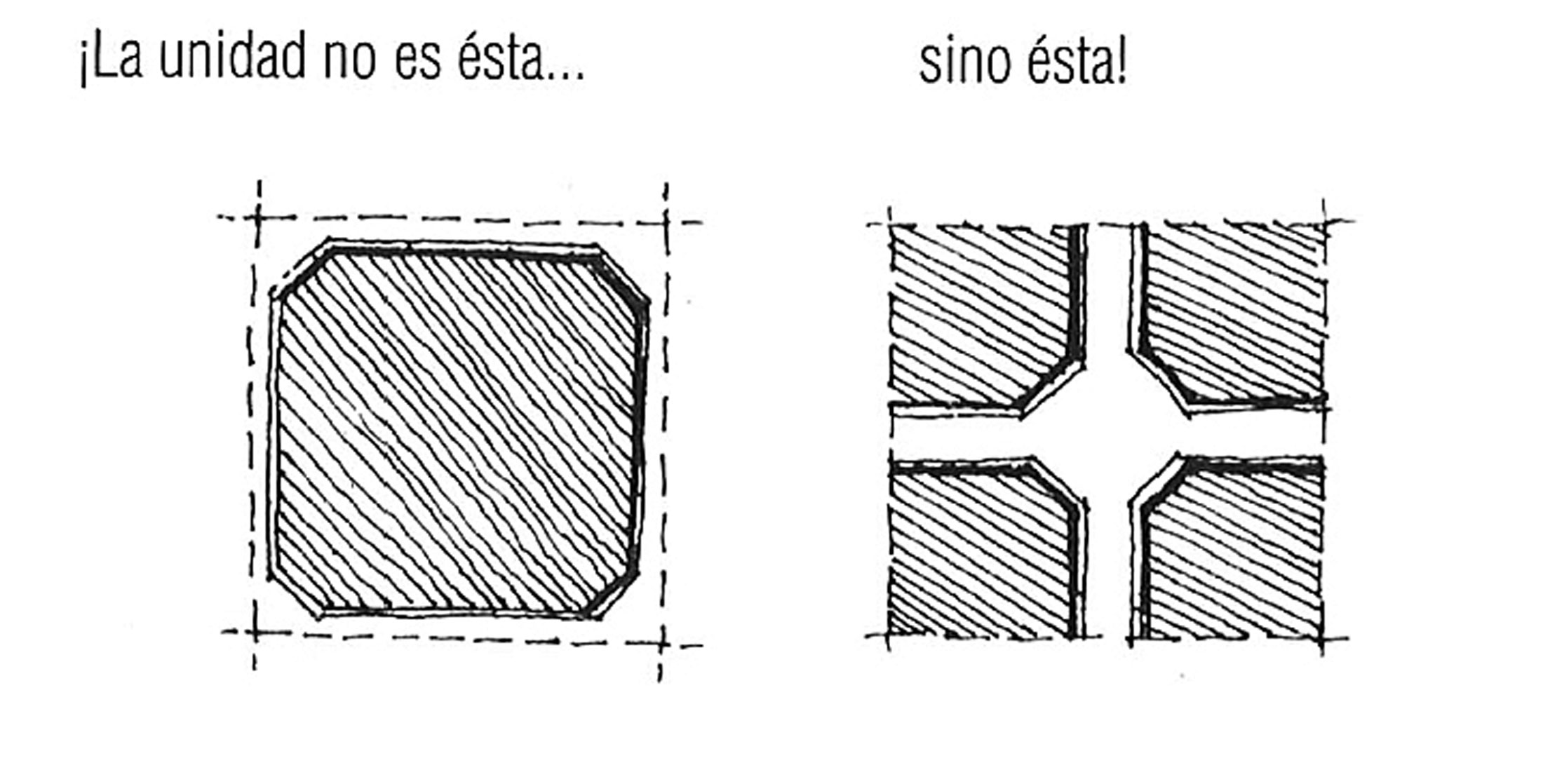 Disegno pubblicato da Manuel de Solá-Morales in «Querido Leon, ¿por qué 22 por 22?», «Arquitecturas Bis», 1978, n. 20, pp. 7-12, uscito anche nel n. 19 di «Lotus international», 1978, pp. 38-41.