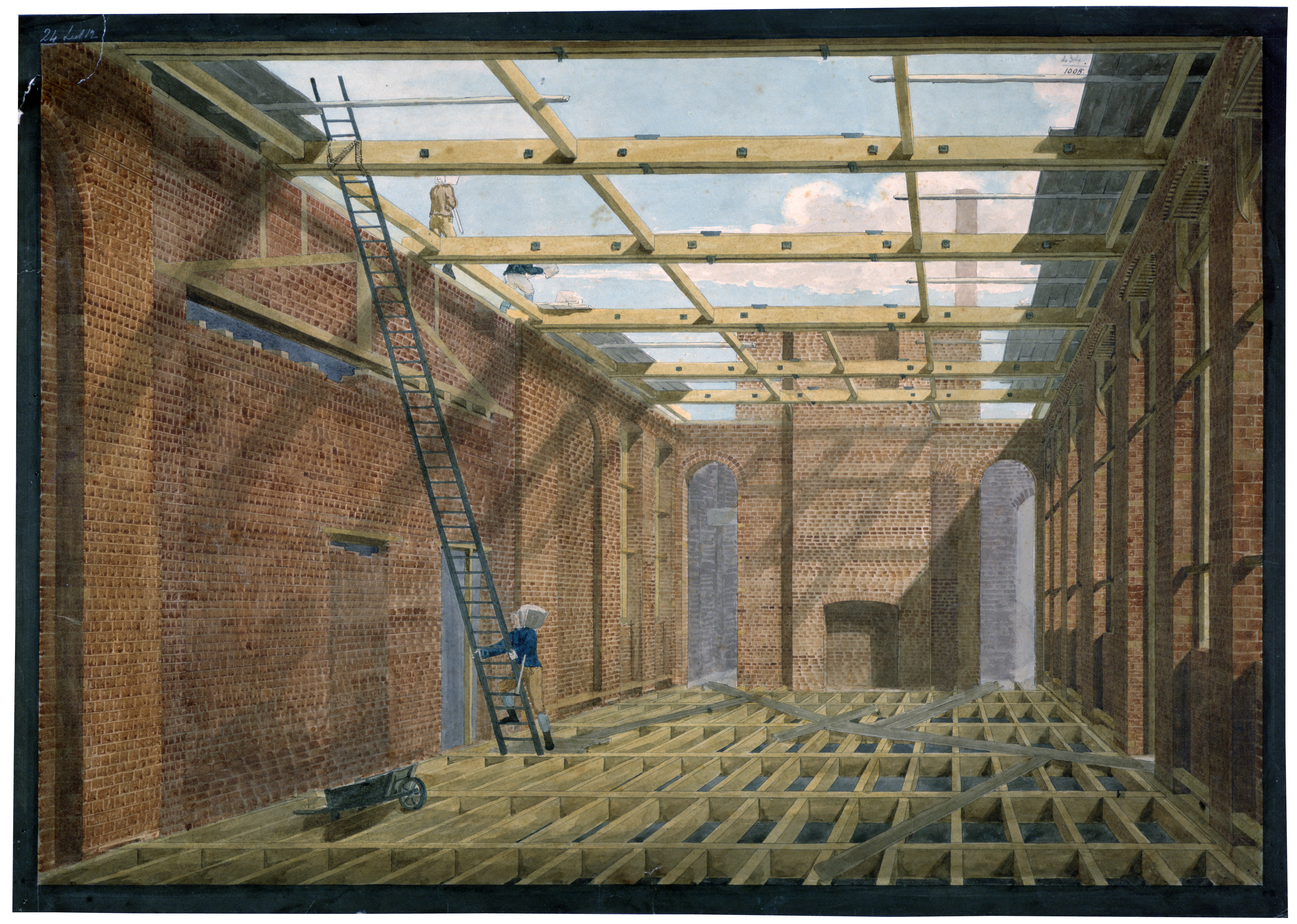 Bureau de John Soane, Vue de la salle de l'infirmerie de l'Hôpital Royal de Chelsea en construction, 1809