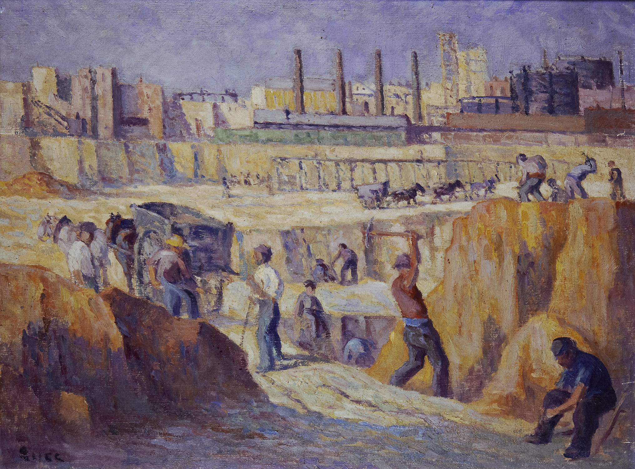 Maximilien Luce, Percement de l'Avenue Junot à Montmartre, 1910