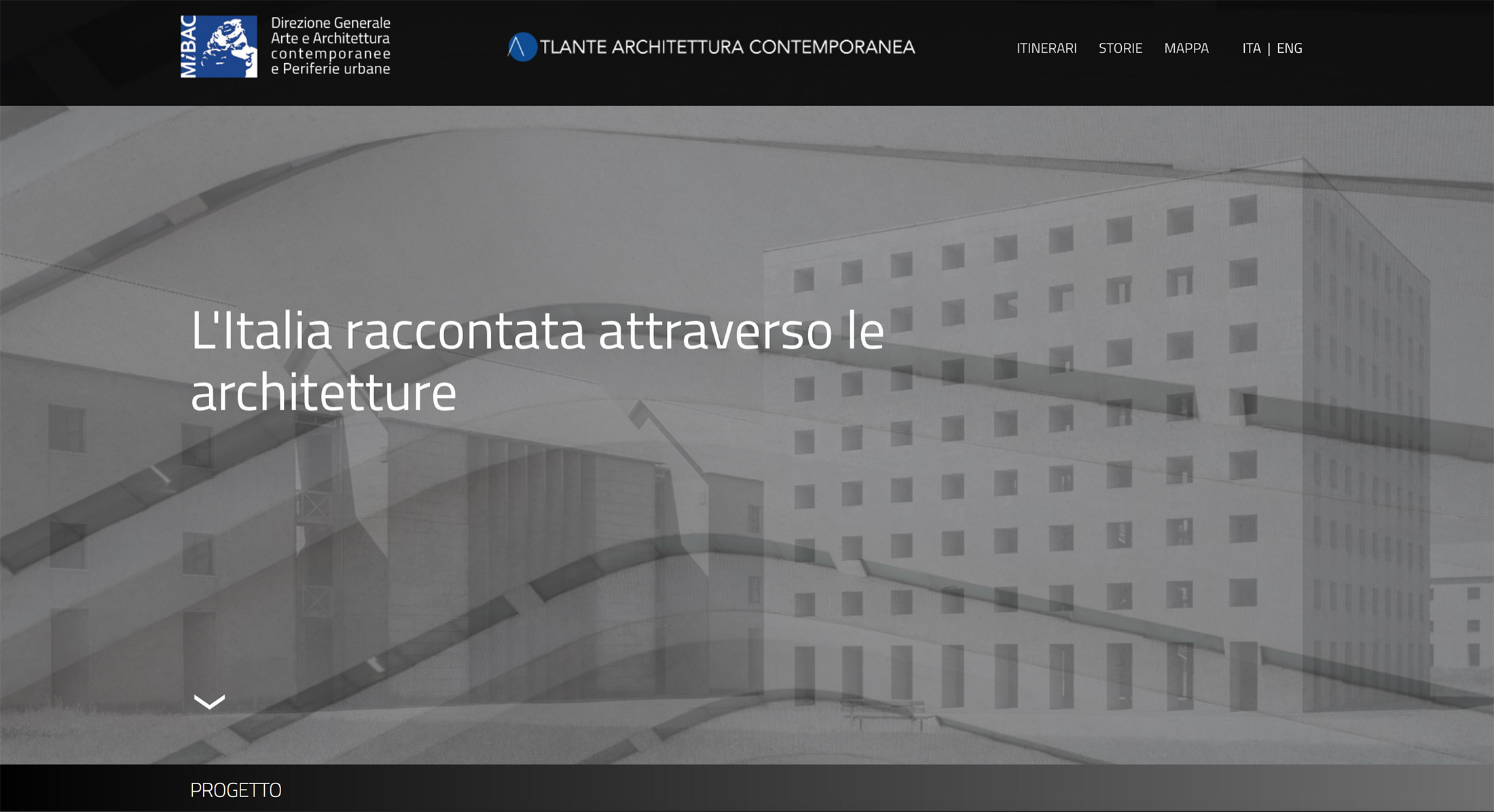 La homepage dell'Atlante dell'architettura contemporanea.