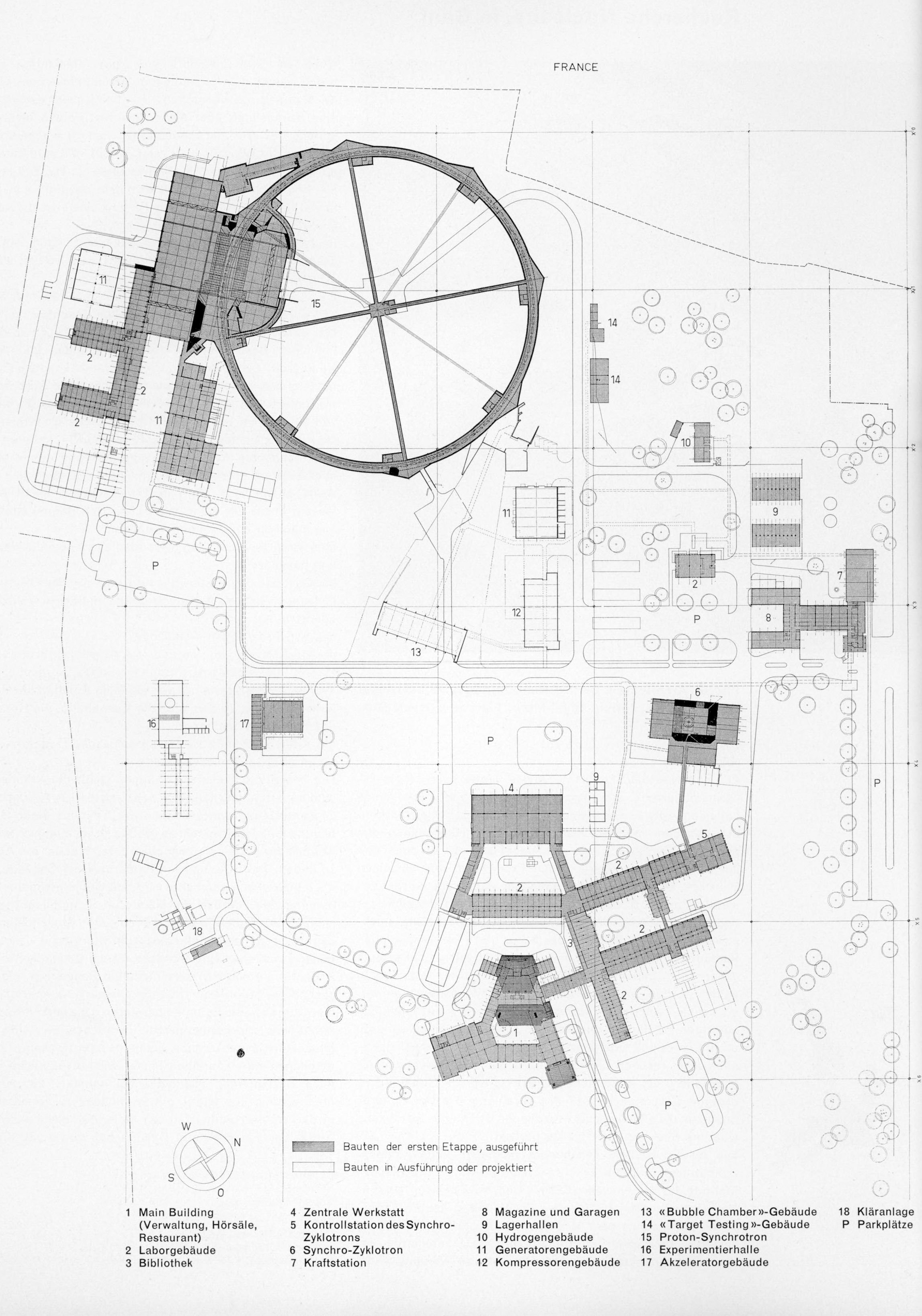 Plan du site établi par Rudolf et Peter Steiger, publié dans Werk, vol. 47, 1960