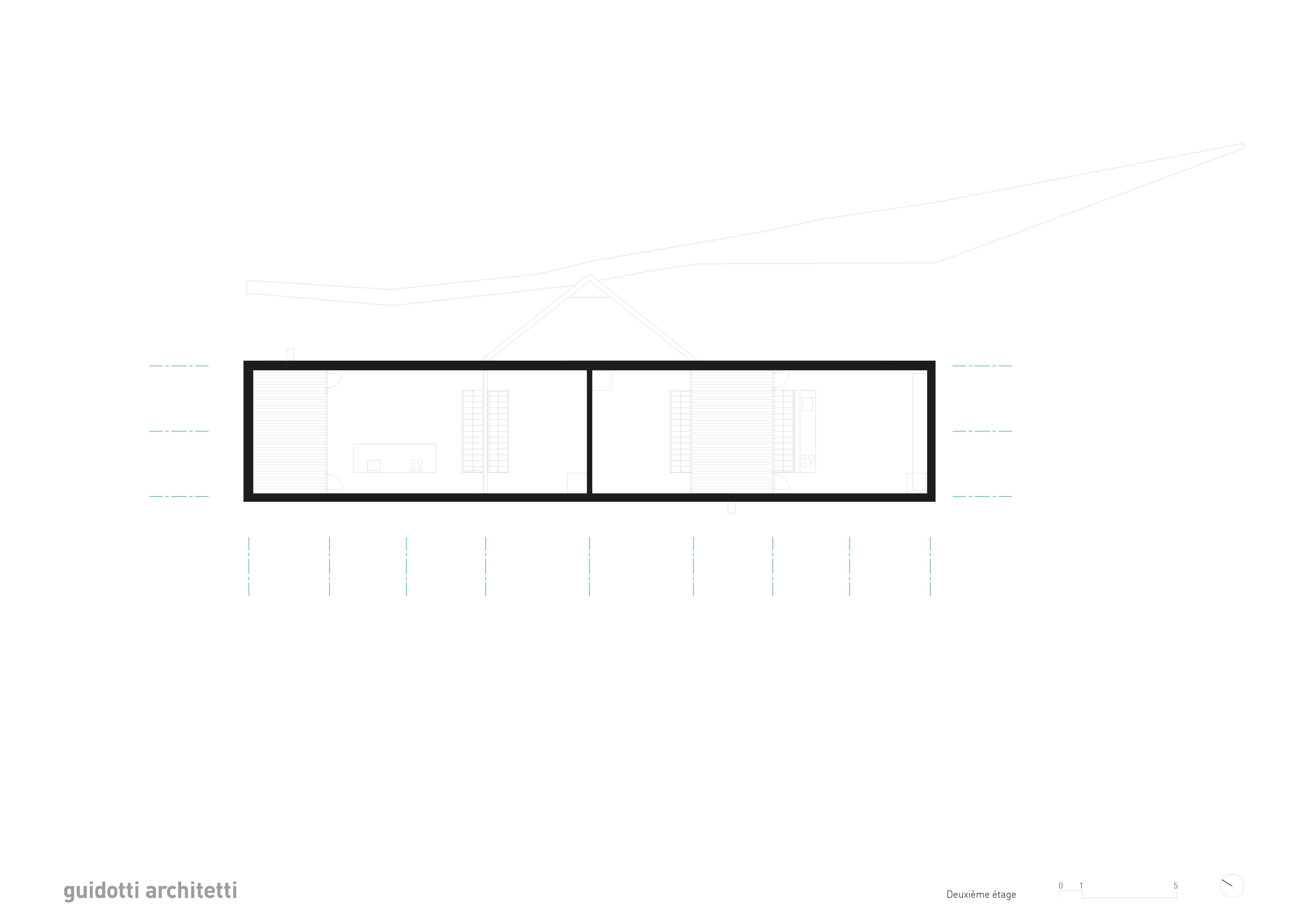 Plan deuxième étage Casa ex parrocchiale, Monte Carasso (TI) Architecte: Guidotti Architetti, Monte Carasso Réalisation: 2016-2017