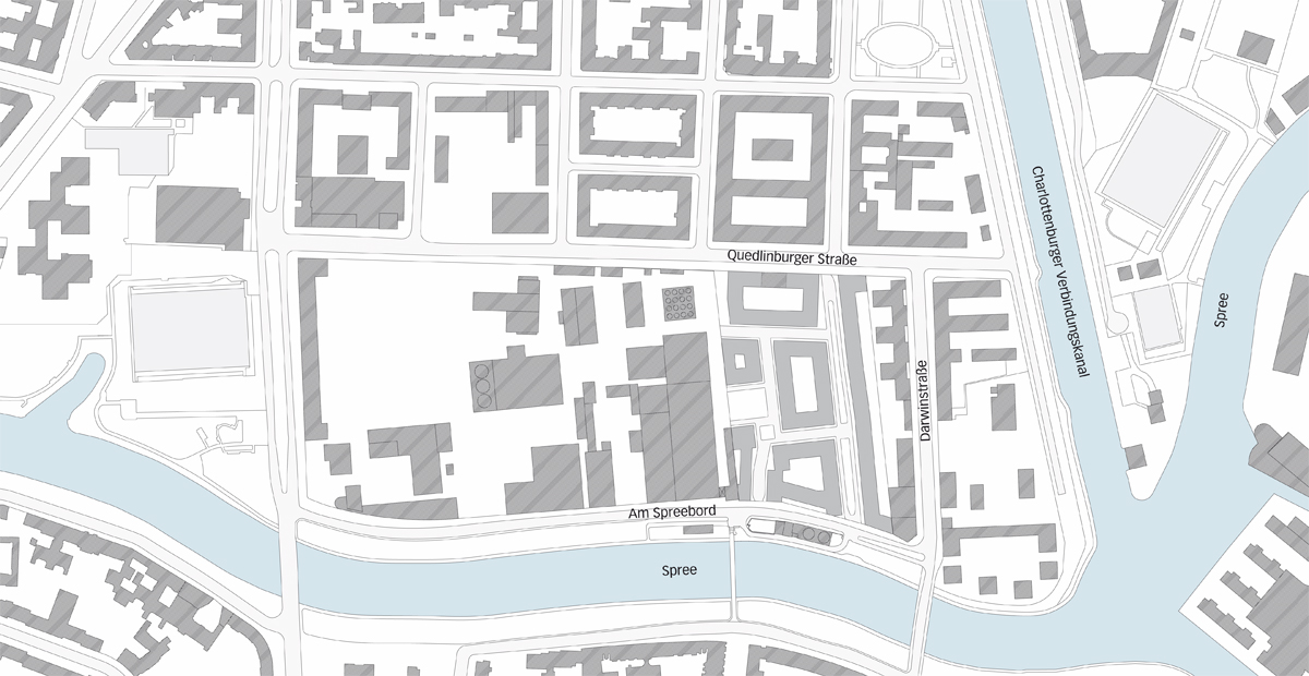 Das Grundstück zur geplanten WerkBundStadt liegt im Berliner Bezirk Charlottenburg-Wilmersdorf direkt an der Spree zwischen der Quedlinburger Strasse im Norden und Am Spreebord im Süden, unweit von Alt-Lietzow und dem Schloss Charlottenburg auf der Mierendorff-Insel. Das Areal ist umgeben von Wohn- und Gewerbebauten, der westliche Nachbar ist das Kraftwerk Charlottenburg.