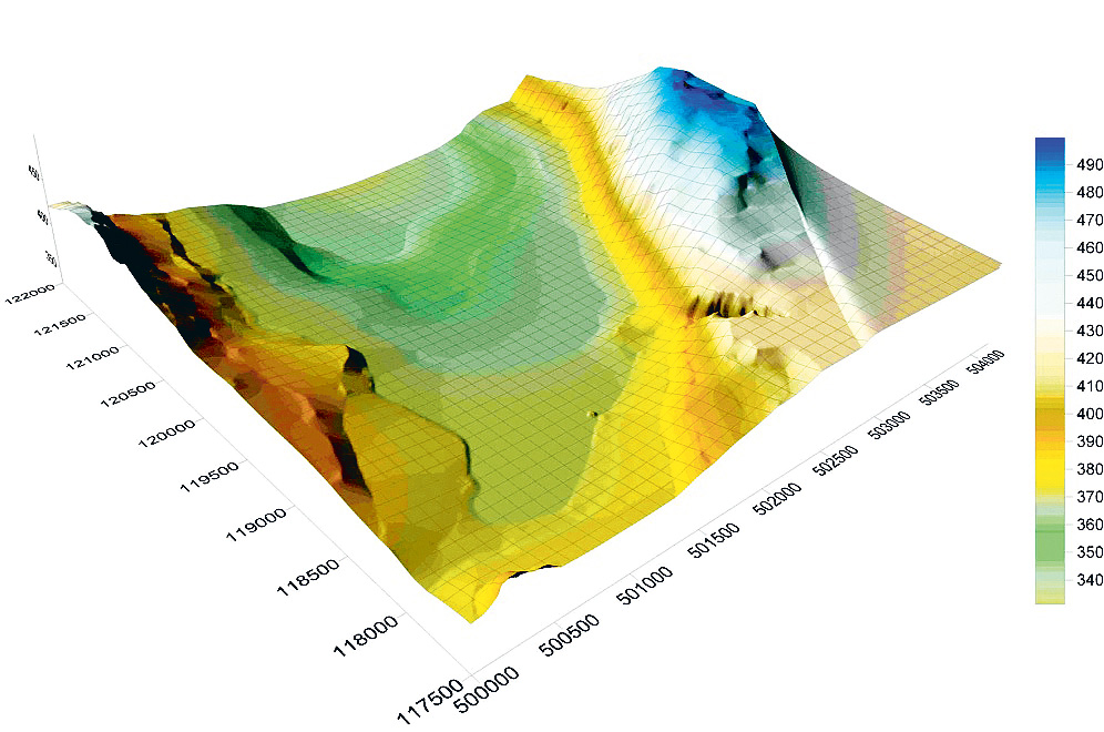 Fig. 1 : Vue tridimensionnelle de la bathymétrie utilisée pour les simulations courantologiques du modèle numérique à grande échelle