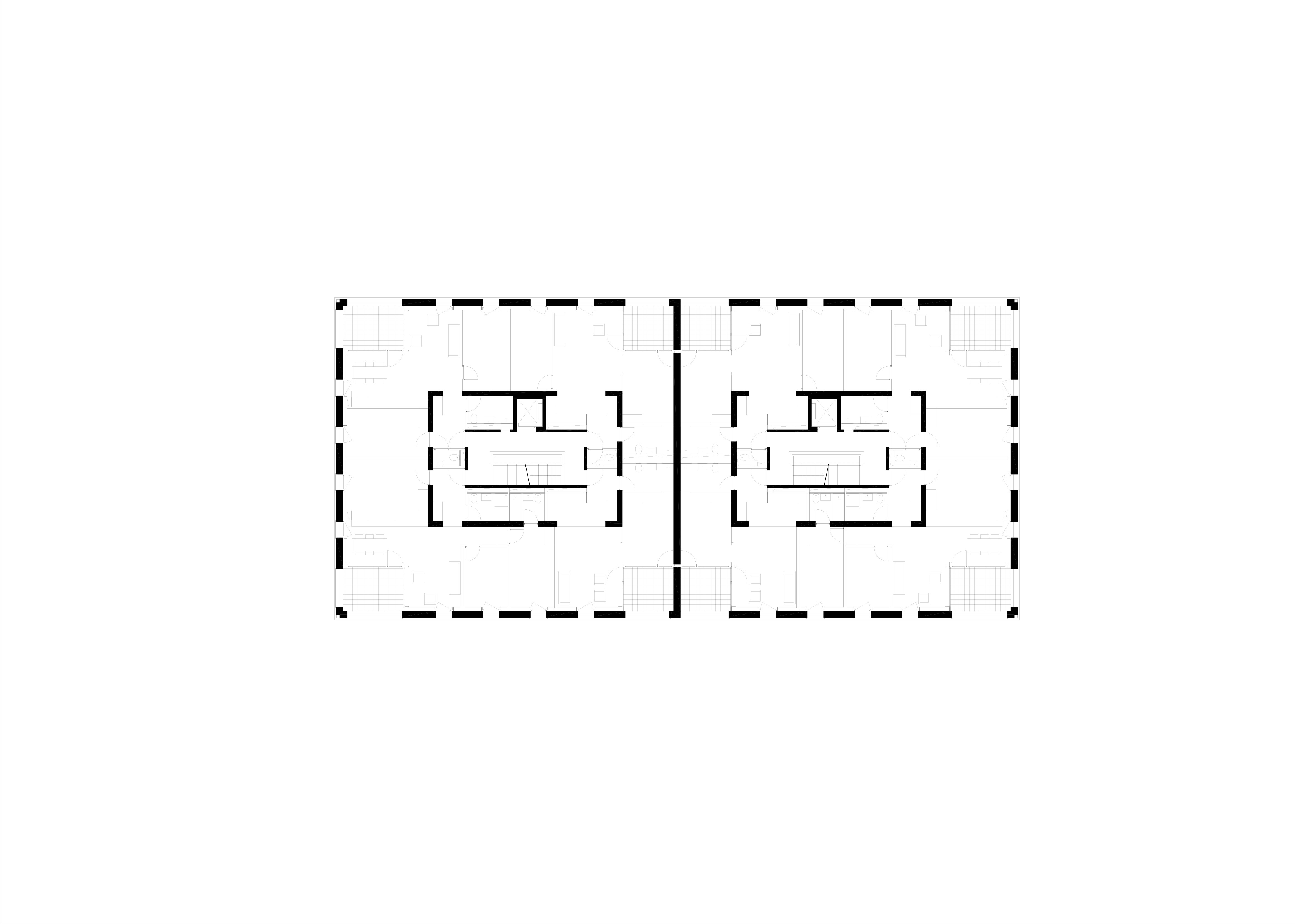 Un plan simple : une couronne porteuse périphérique constituant la façade, une couronne porteuse intermédiaire qui reprend les efforts de plancher, et la couronne intérieure non porteuse des communs. Ce plan permet une grande liberté d’agencement des appartements.
