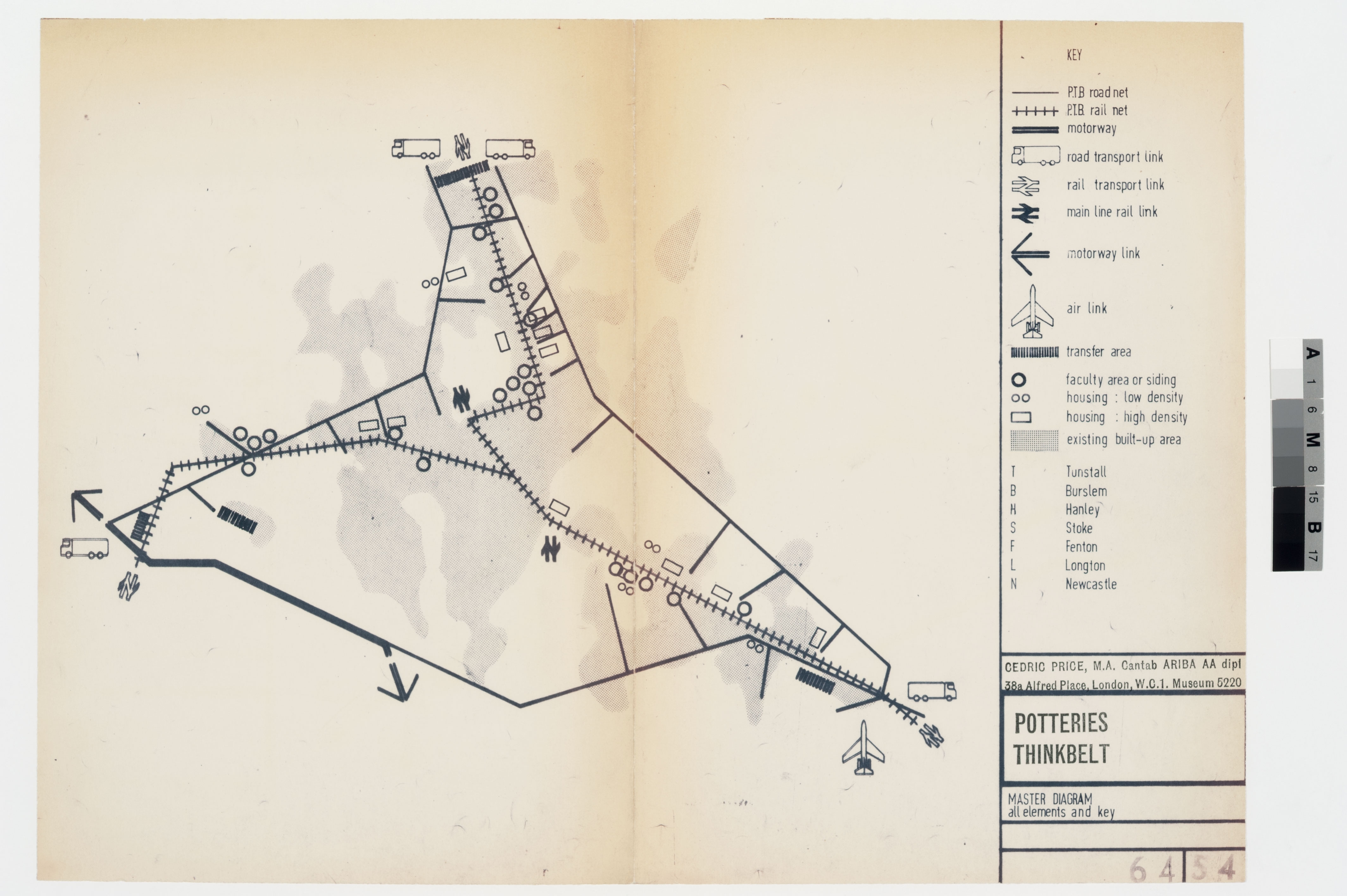 Cedric Price, Potteries Thinkbelt : schéma directeur, 1963-1967 (Fonds Cedric Price, Collection Centre Canadien d’Architecture, Montréal)