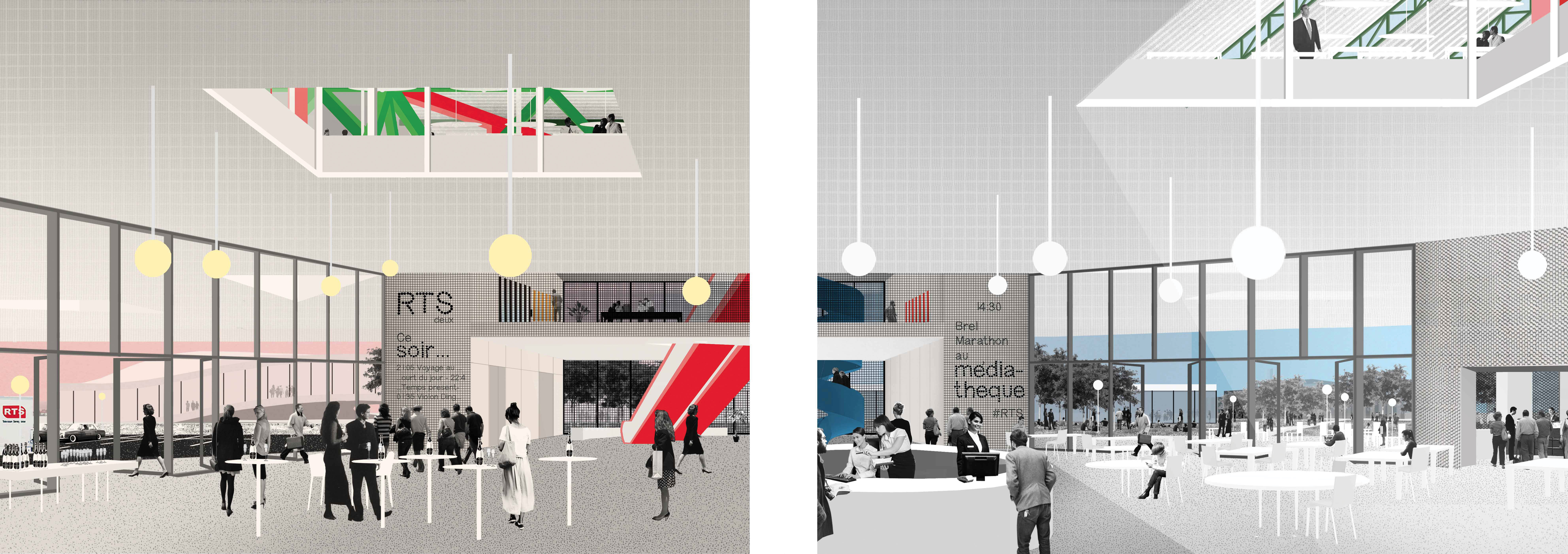 Procédure de mandats d'étude parallèles pour le bâtiment RTS sur le campus EPFL, remportée par l'Office Kersten Geers David Van Severen, Bruxelles et le bureau Bas Smets, Bollinger + Grohmann
